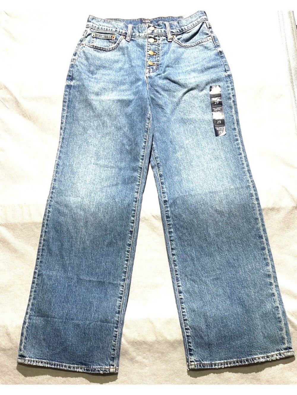 Full-Length Wide-Leg Jeans Size 29 High-Waisted Button-Fly Classic Blue Denim Ca